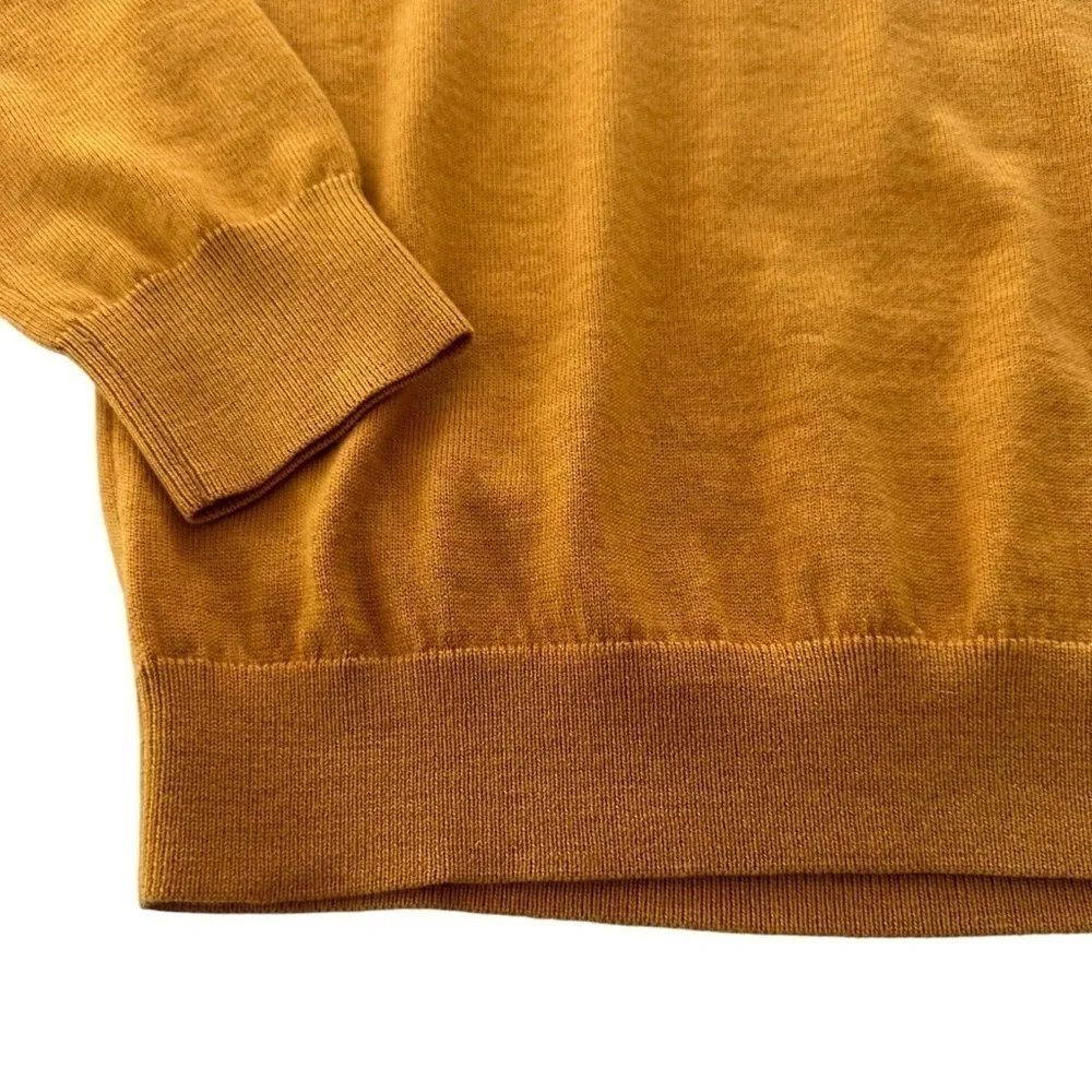 J. CREW ITALIAN TOLLEGNO MERINO WOOL V-NECK YELLOW SWEATER SIZE SMALL